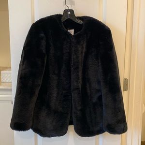 Black fake fur coat. Size M